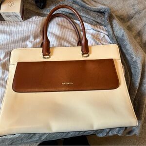 Women's Cream and Brown Leather work bag